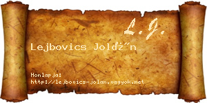 Lejbovics Jolán névjegykártya
